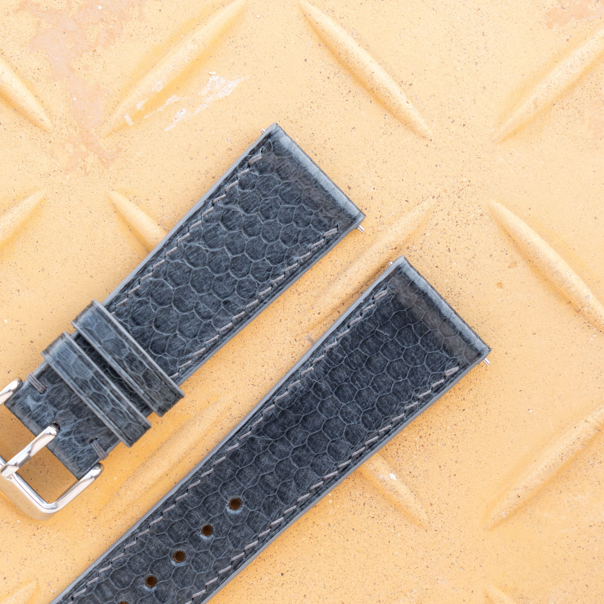 grey flat sea snake leather watch band 3