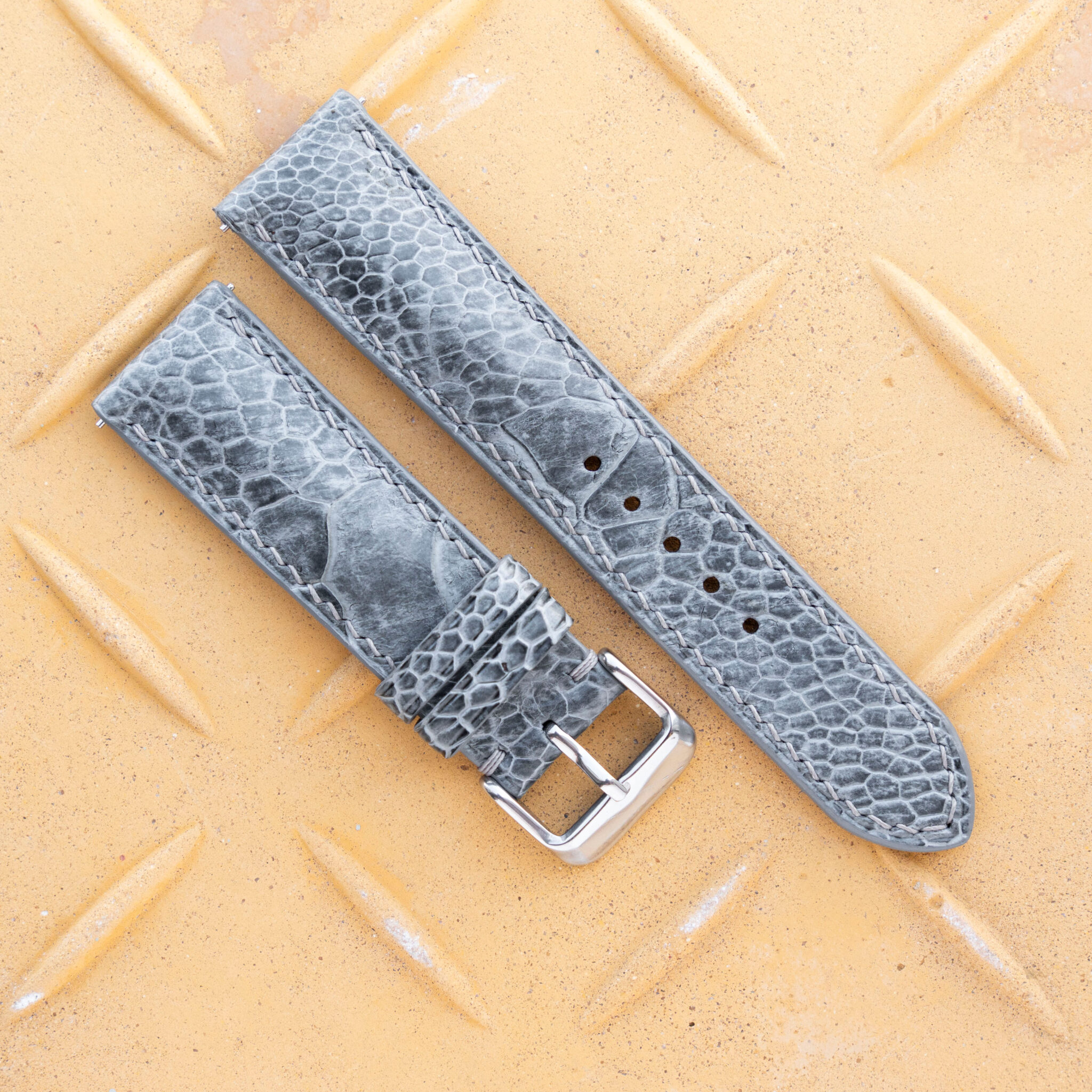 grey ostrich leather watch band (1)