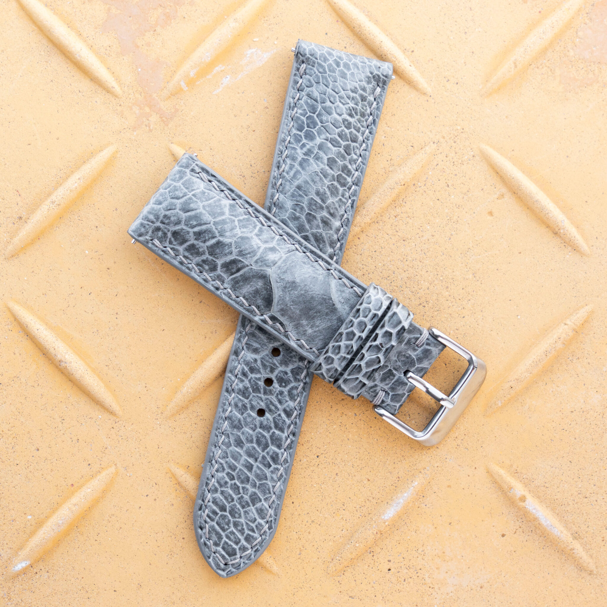 grey ostrich leather watch band 2