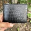 Black Alligator Leather Bifold Wallet For Men