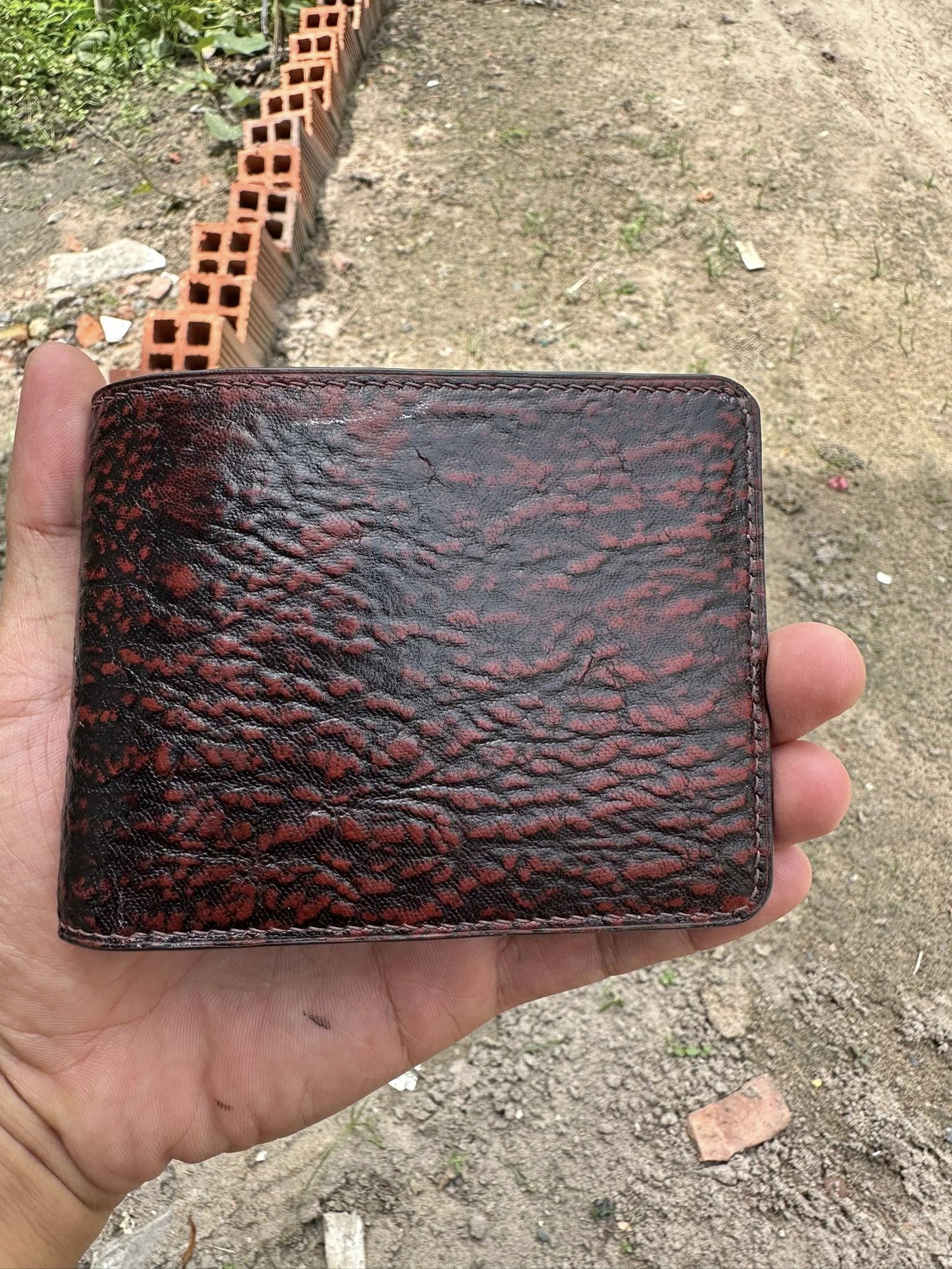 Black Red Shark Double Side Bifold Leather Wallet