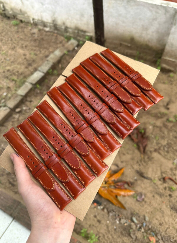 Genuine Red Brown Cowhide Leather Watch Band