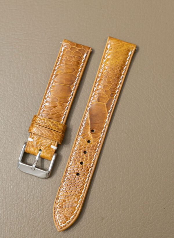 Yellow Brown Ostrich Watch Strap
