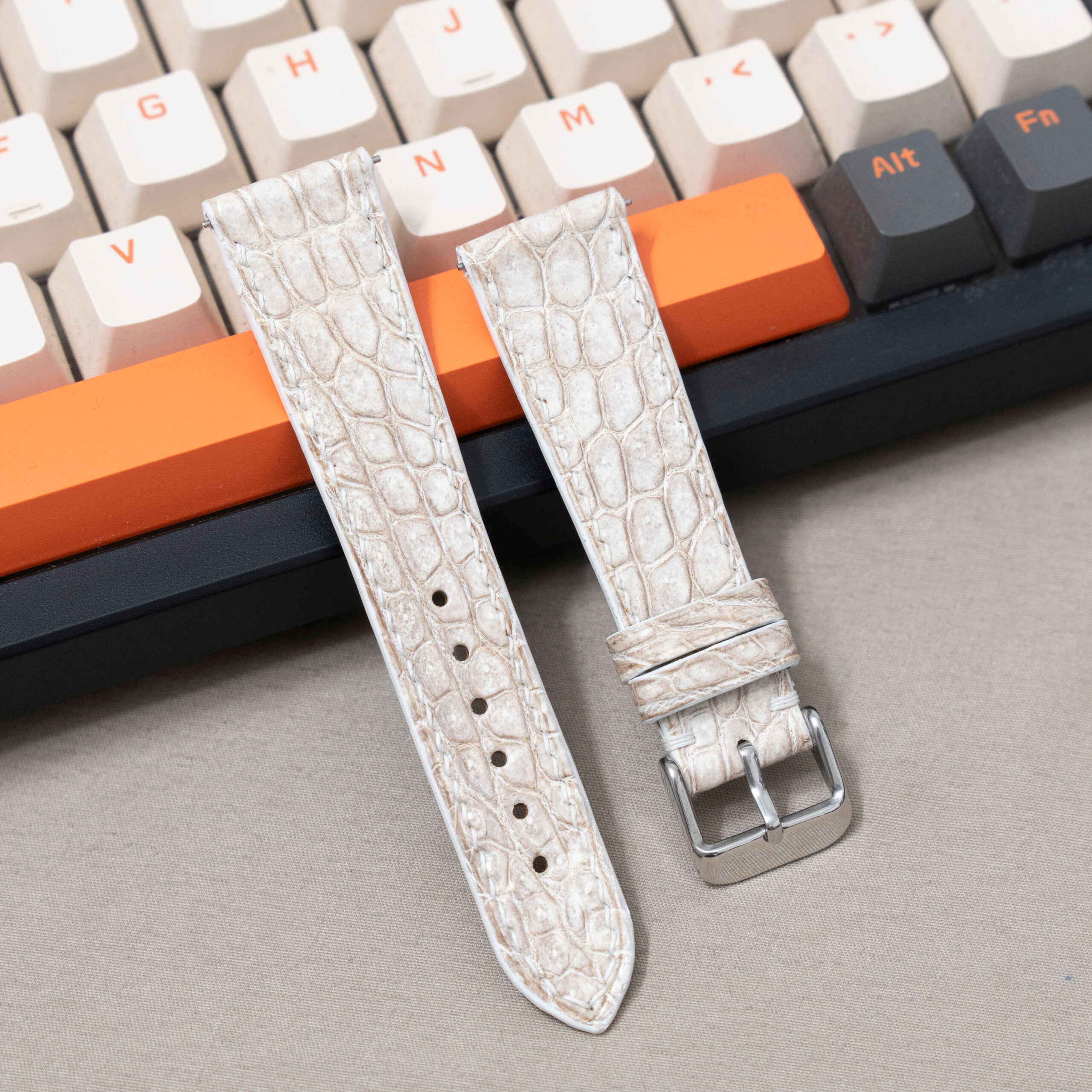 Cream White Alligator Watch Strap