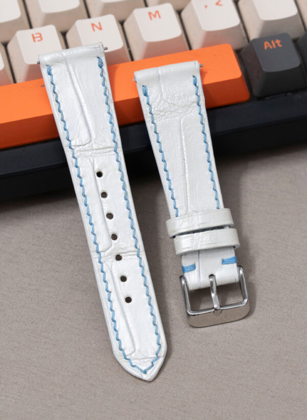 full white alligator watch strap