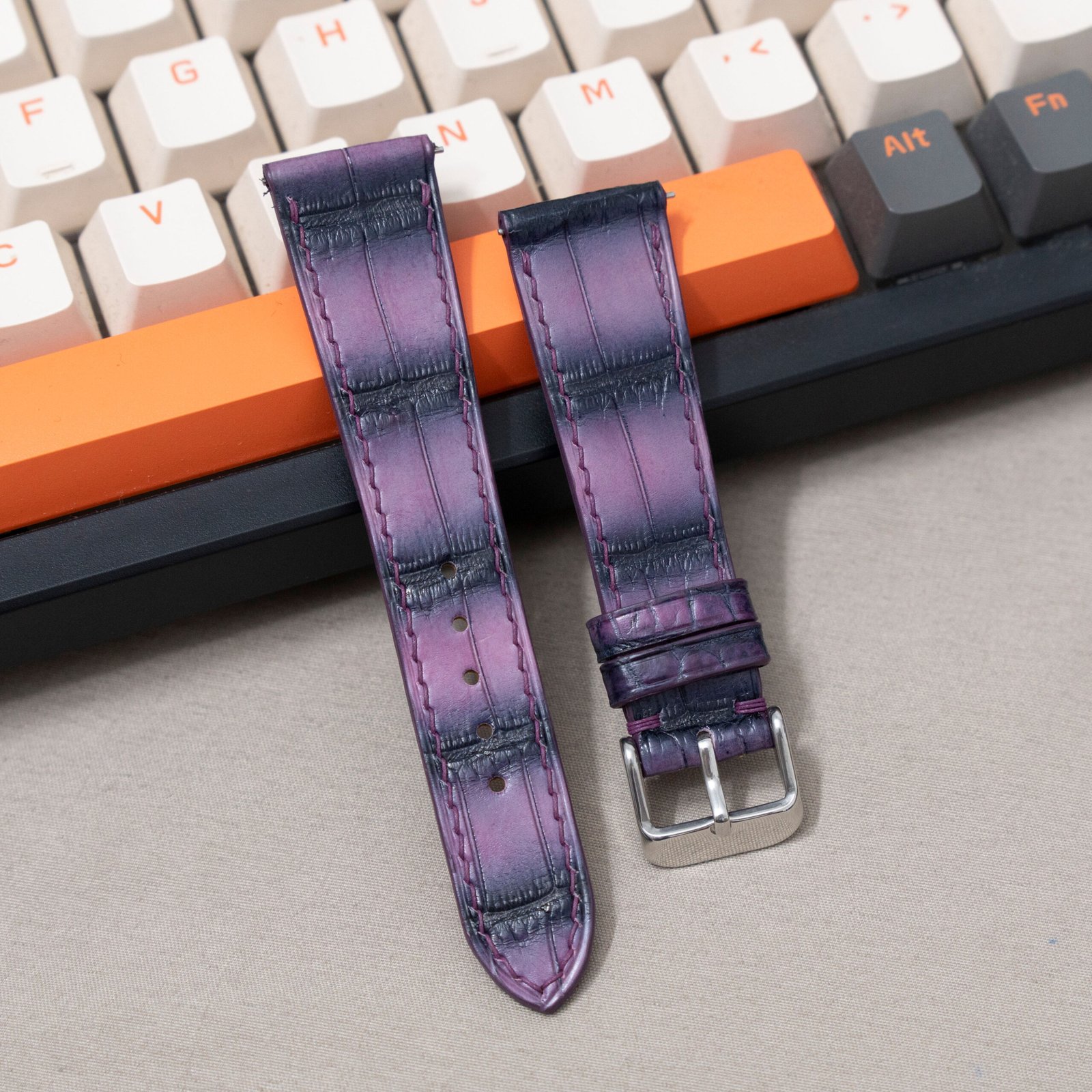 Purple Alligator Leather Watch Band
