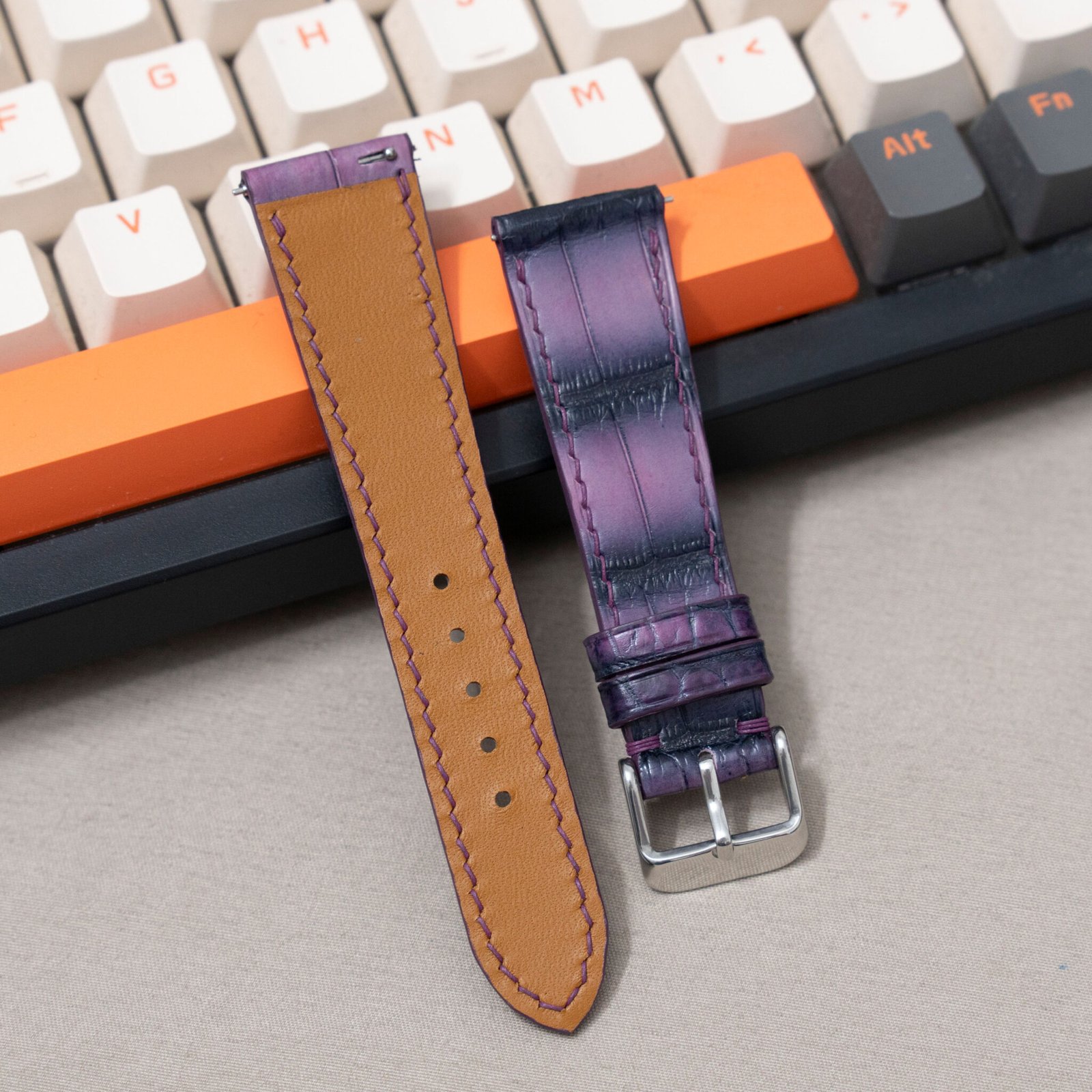 Purple Alligator Leather Watch Band