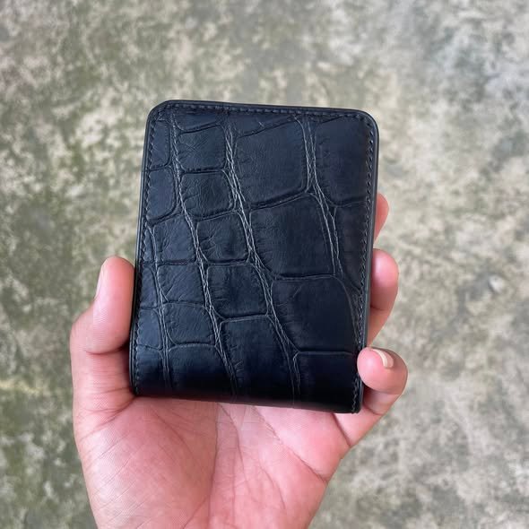 Black Alligator Leather Bifold Wallet