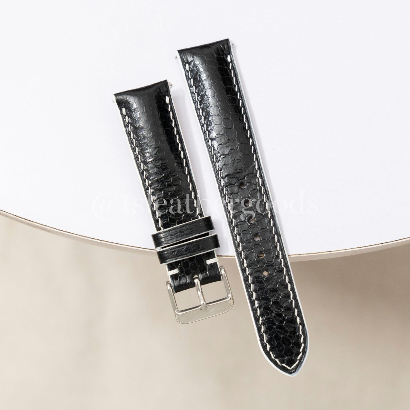 Sea Snake Black Leather Watch Strap