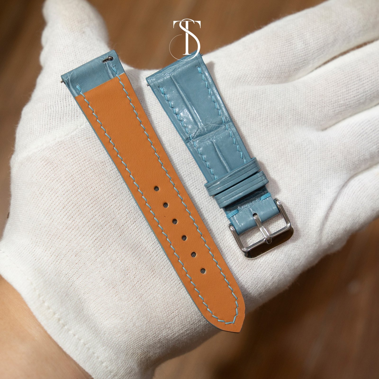 Light Blue Alligator Strap 2 Custom