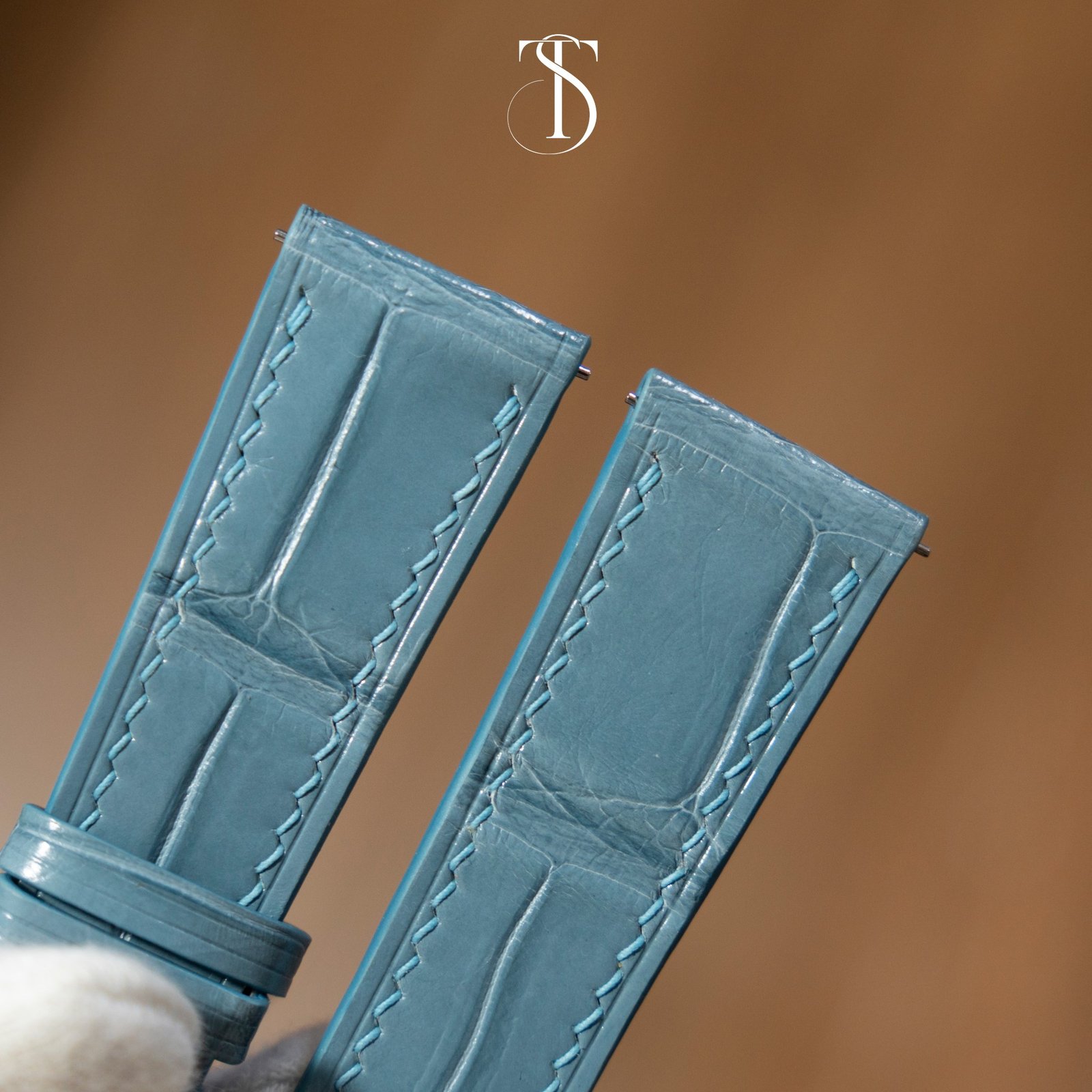 Light Blue Alligator Strap 3 Custom