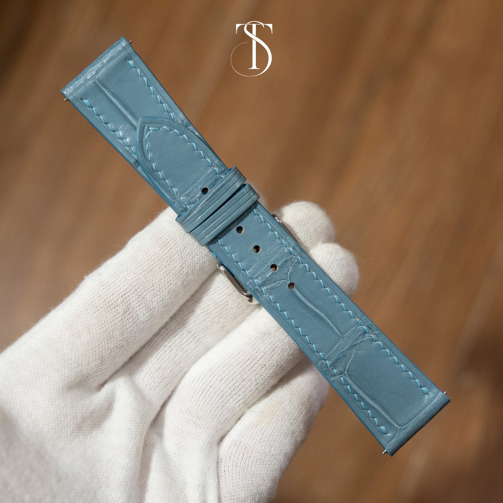 Light Blue Alligator Strap 4 Custom