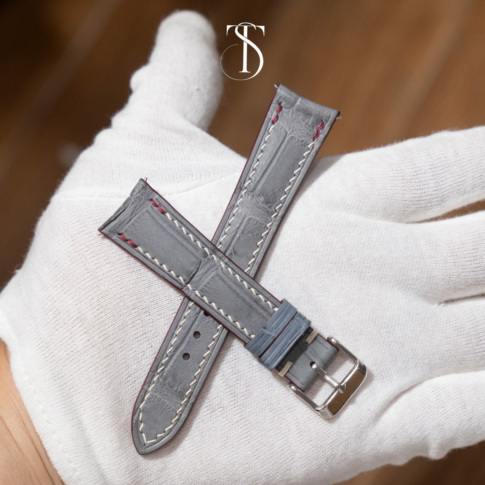 Light Grey Alligator Strap 3 Custom