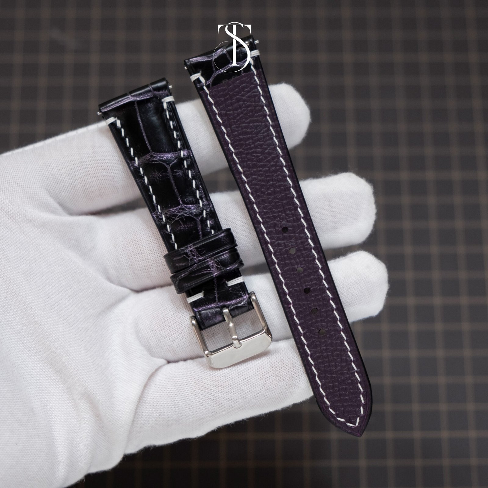 Black Purple Effect Alligator Strap
