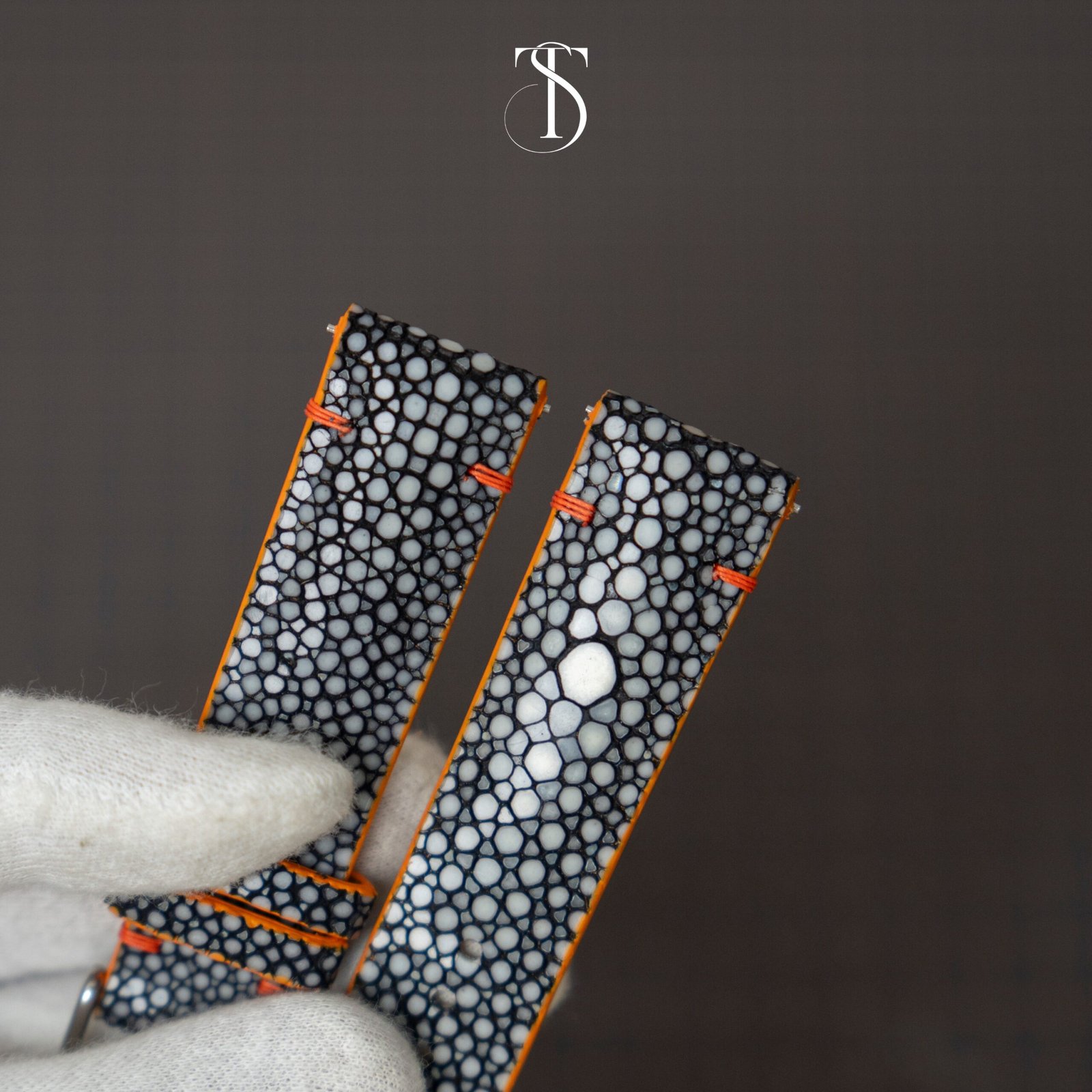 Black Pearl Stingray Strap with Orange Accent - Image 3