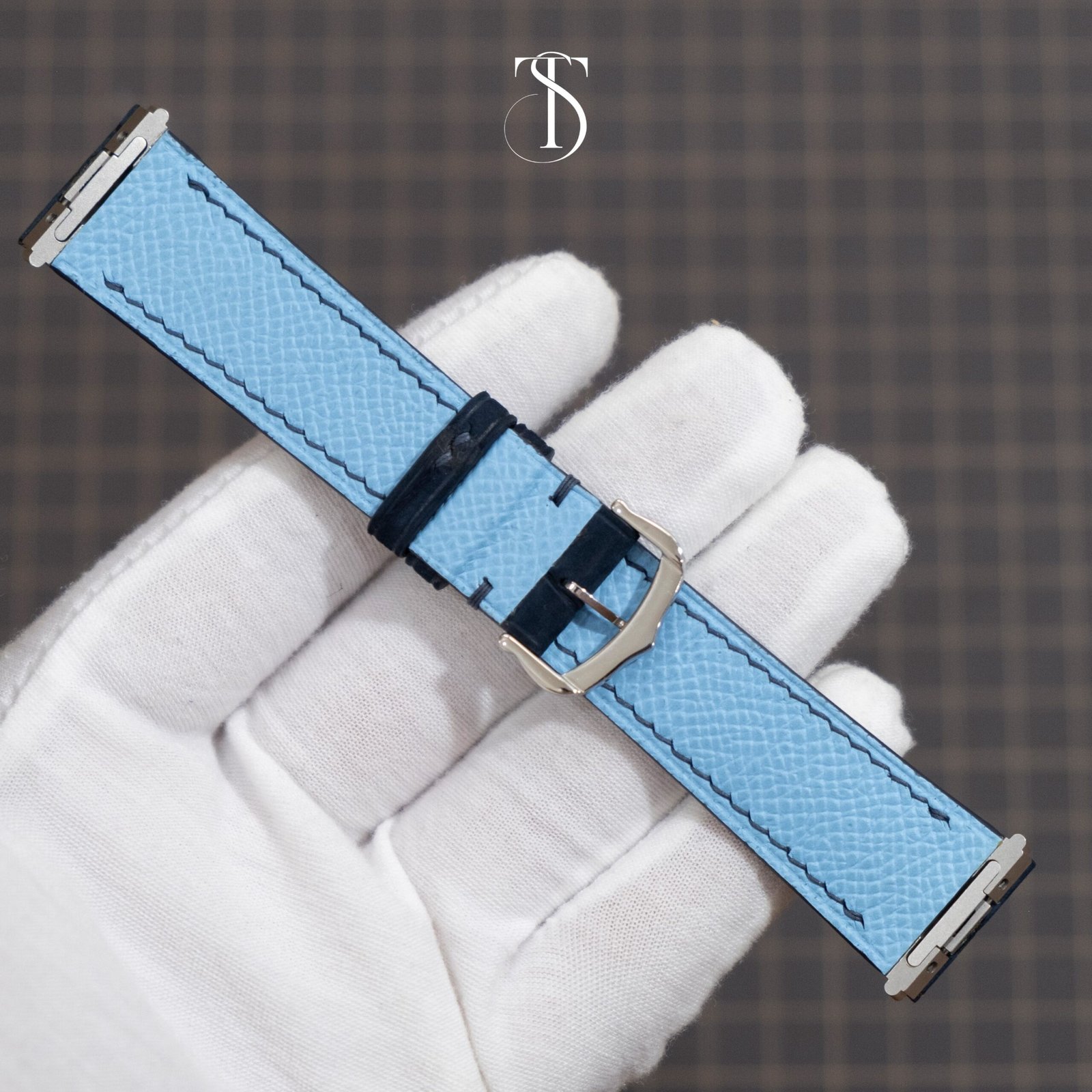 Dark Navy Blue Nubuck Alligator Santos Strap - Image 4