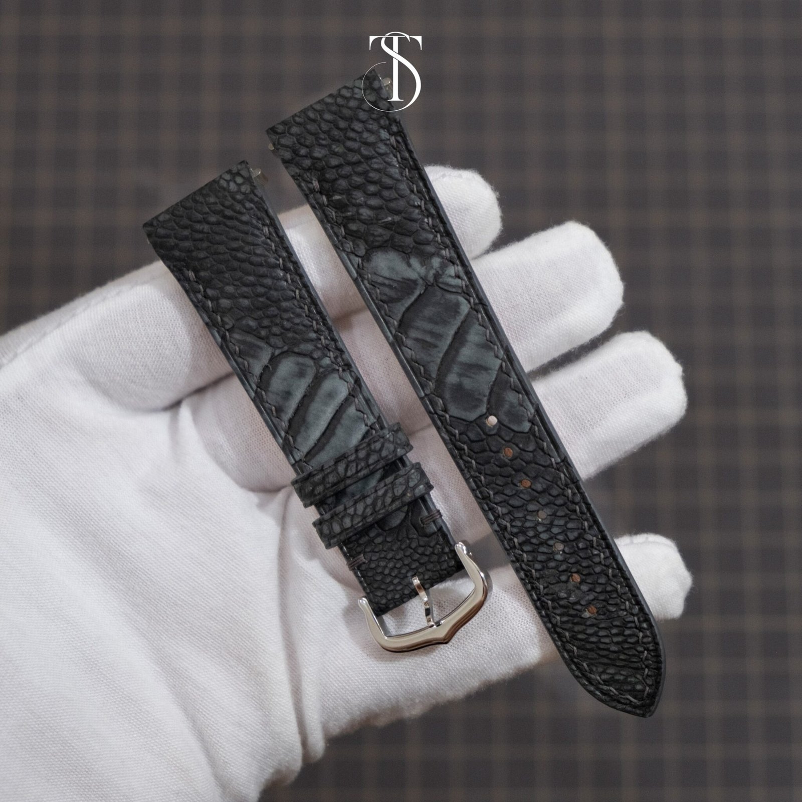 Grey Ostrich Nubuck Santos Strap (2)