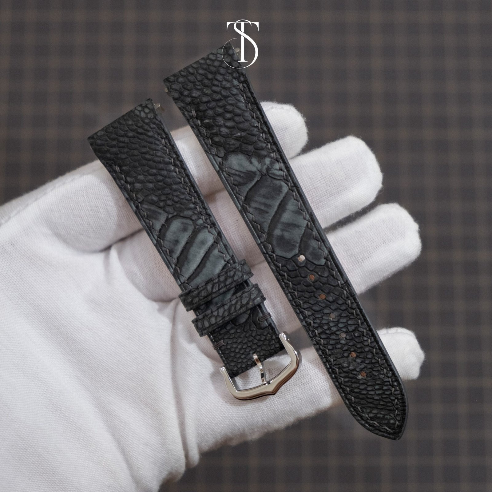Grey Ostrich Nubuck Santos Strap (2)