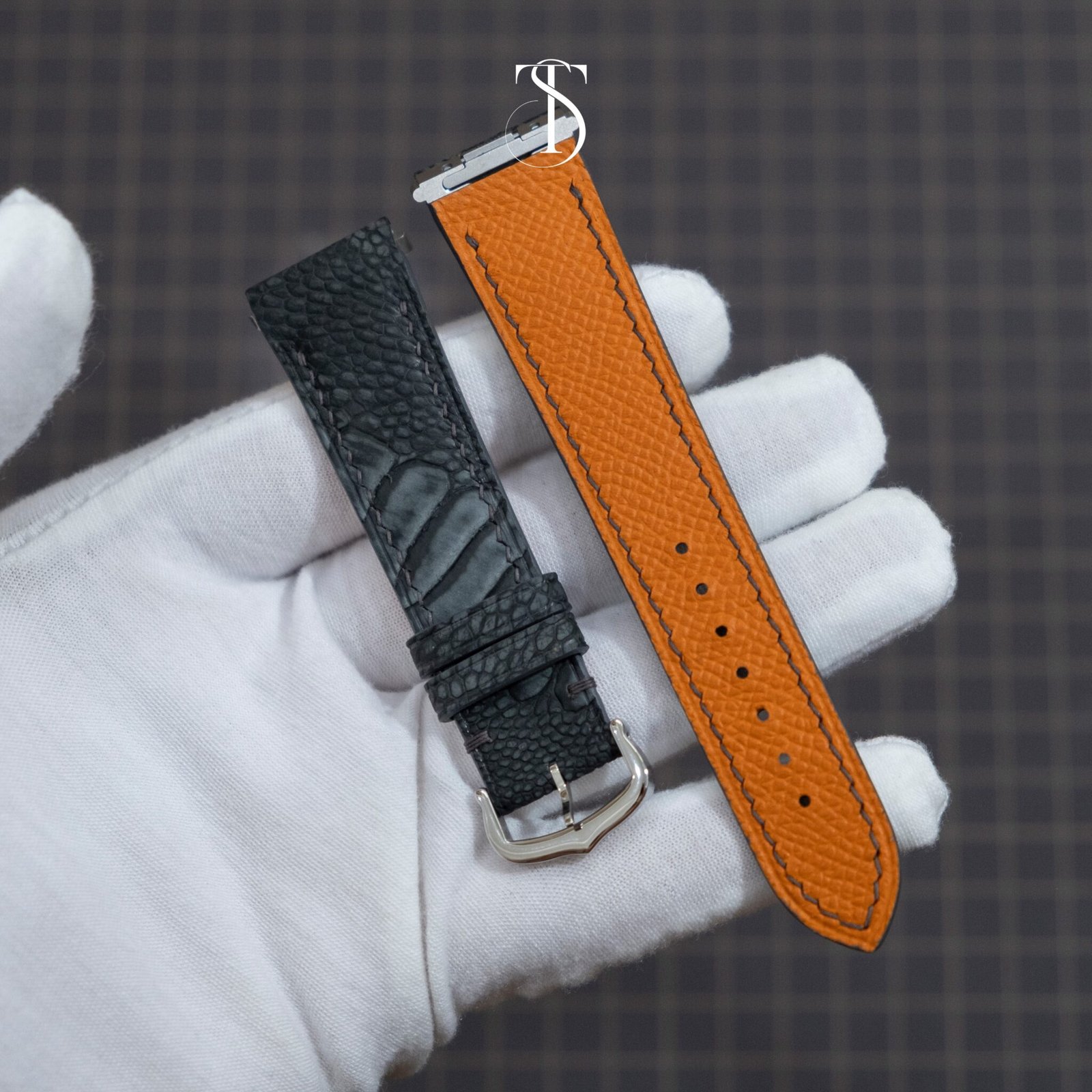 Grey Ostrich Nubuck Santos Strap 3