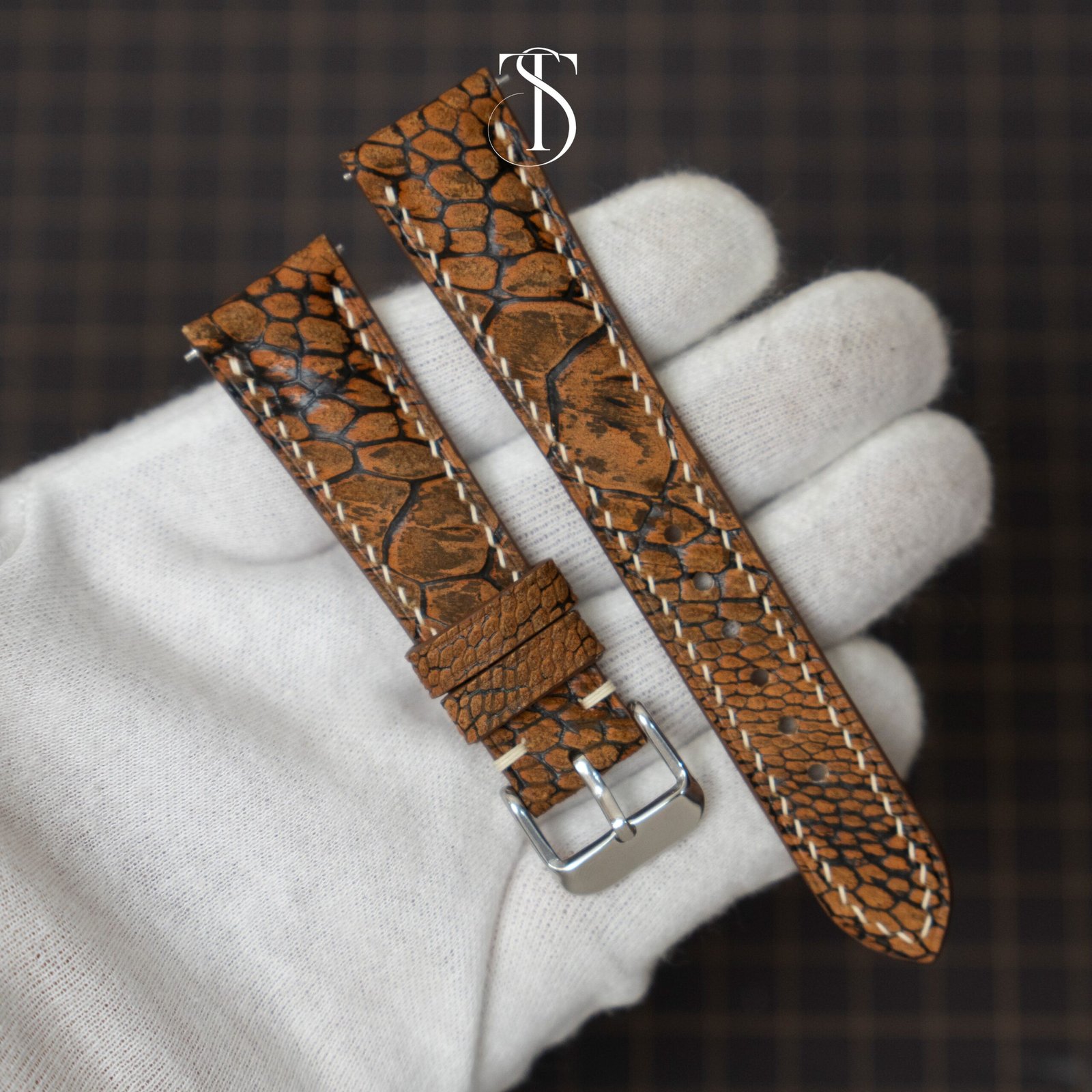 Metal Rusted Nubuck Ostrich Strap