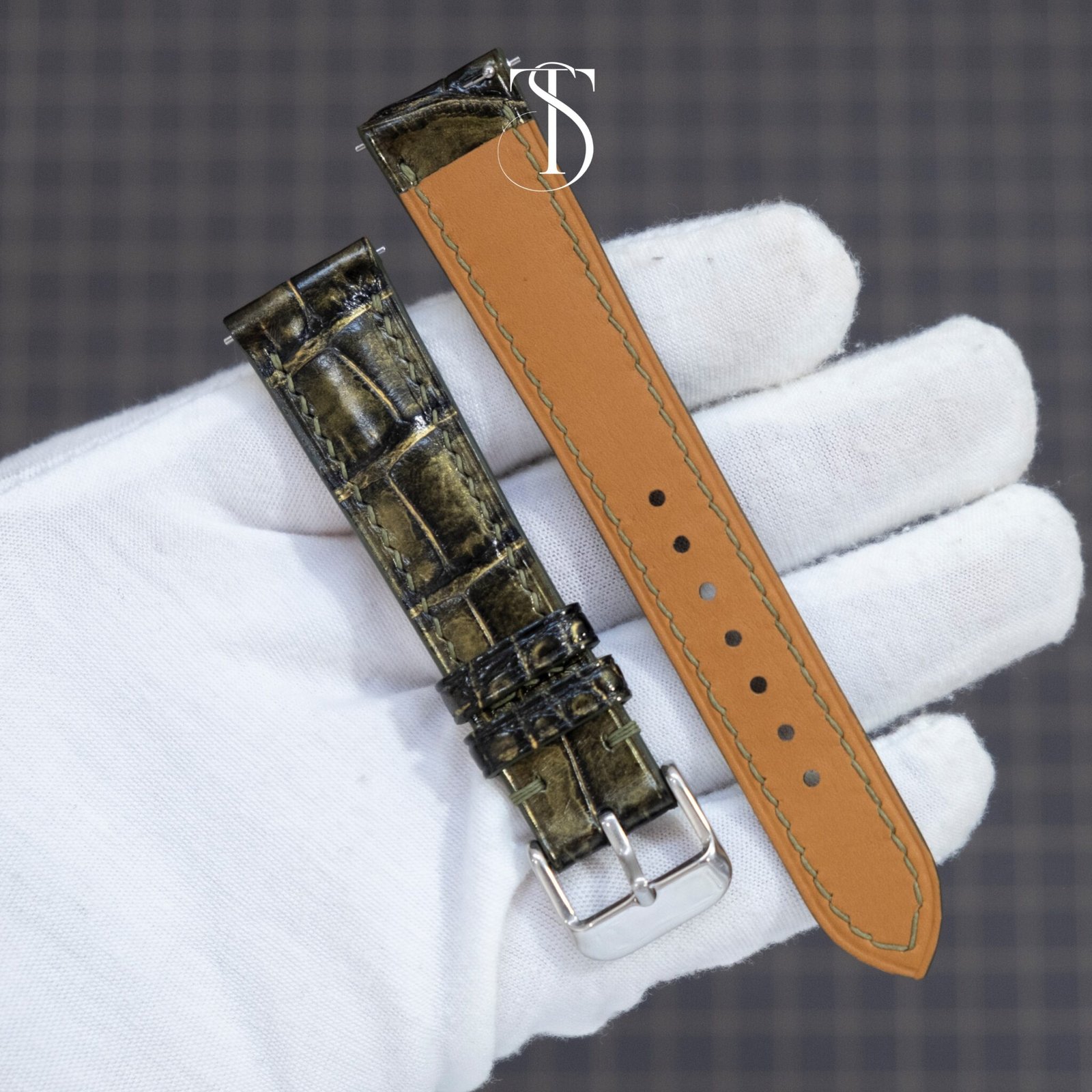 Olive Ocean Pearl Special Alligator Strap 2
