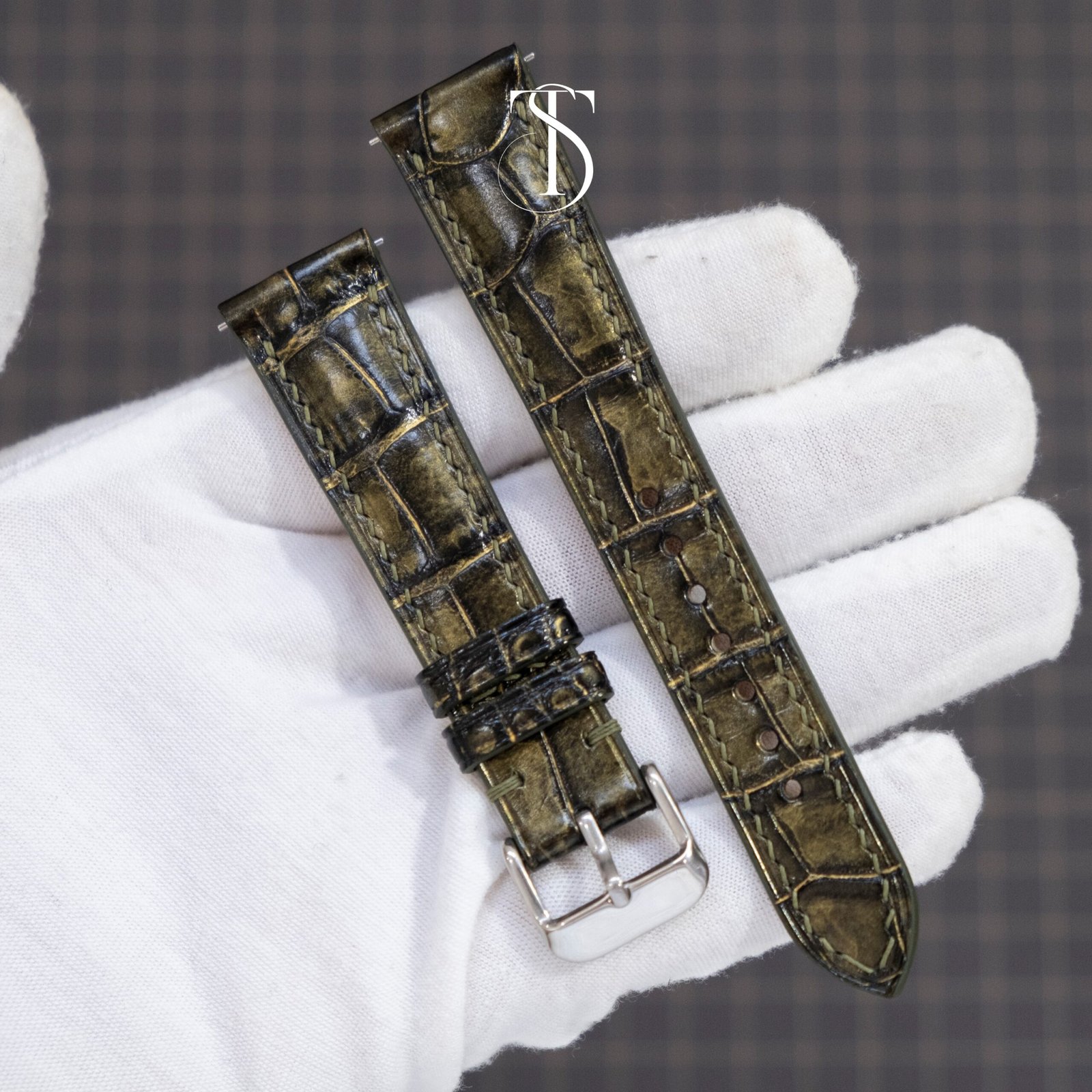 Olive Ocean Pearl Special Alligator Strap