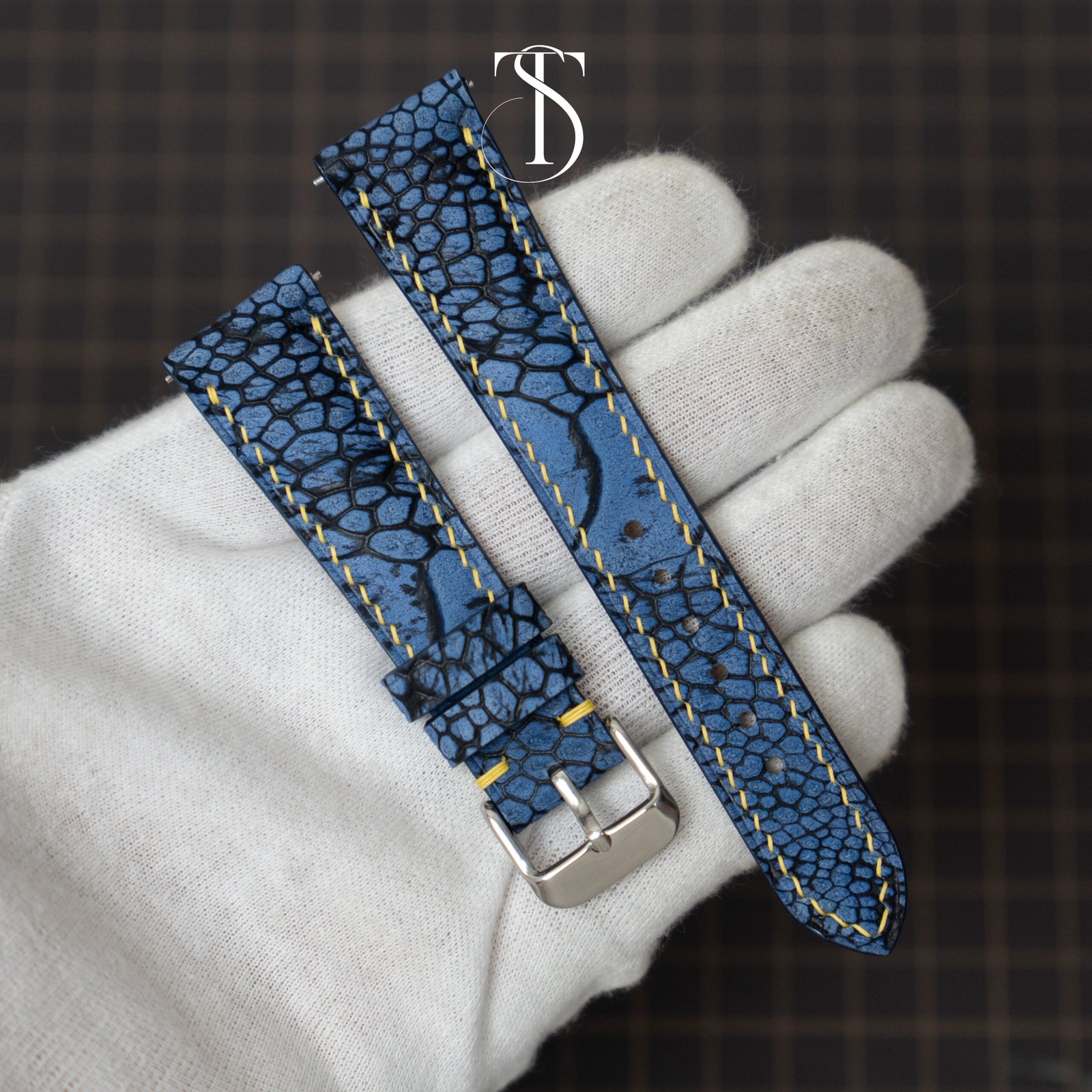 Electric Blue Nubuck Ostrich Strap